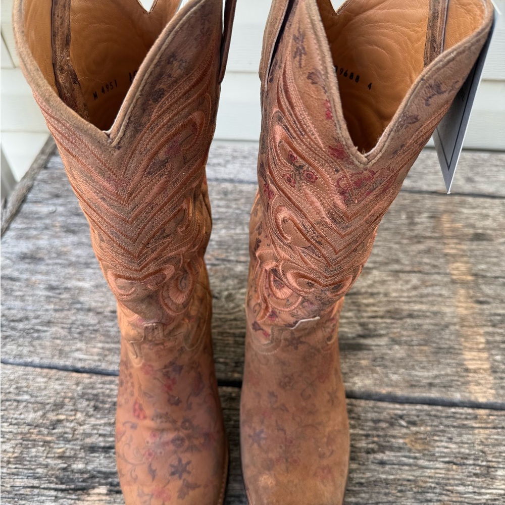 Lucchese Brown Floral Heeled Boots